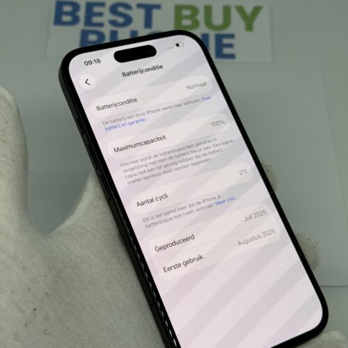 iPhone 16 128GB zwart /krasvrij /100% batt /garantie