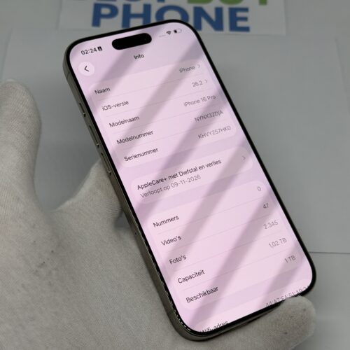 iPhone 16 Pro 1TB naturel /100% batt /krasvrij /Apple care +