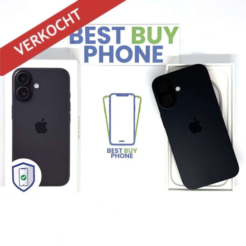 iPhone 16 128GB zwart /kras vrij glas /100% batt /garantie