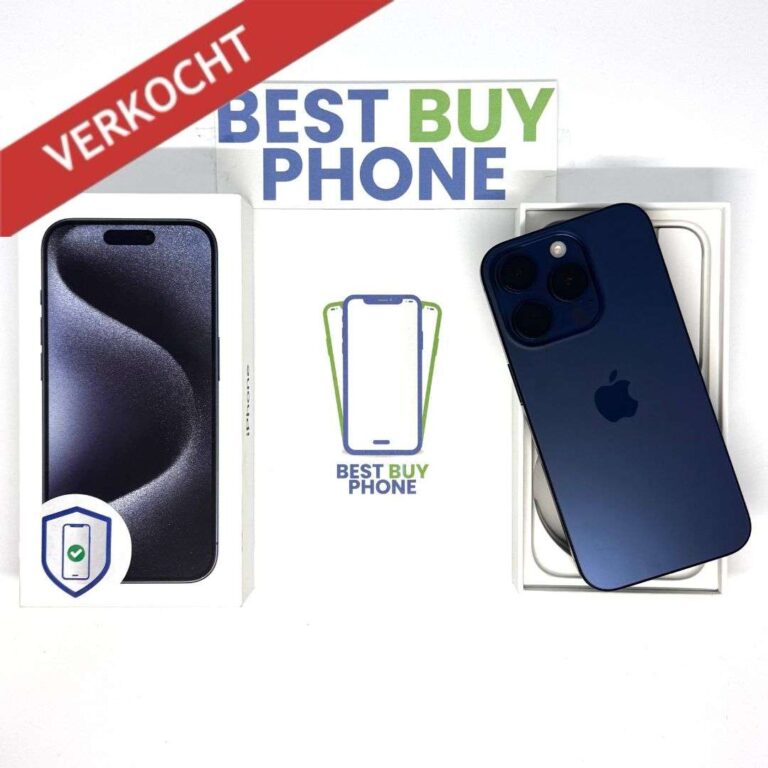 iPhone 15 Pro 128GB blauw /krasvrij glas /89% batt /garantie