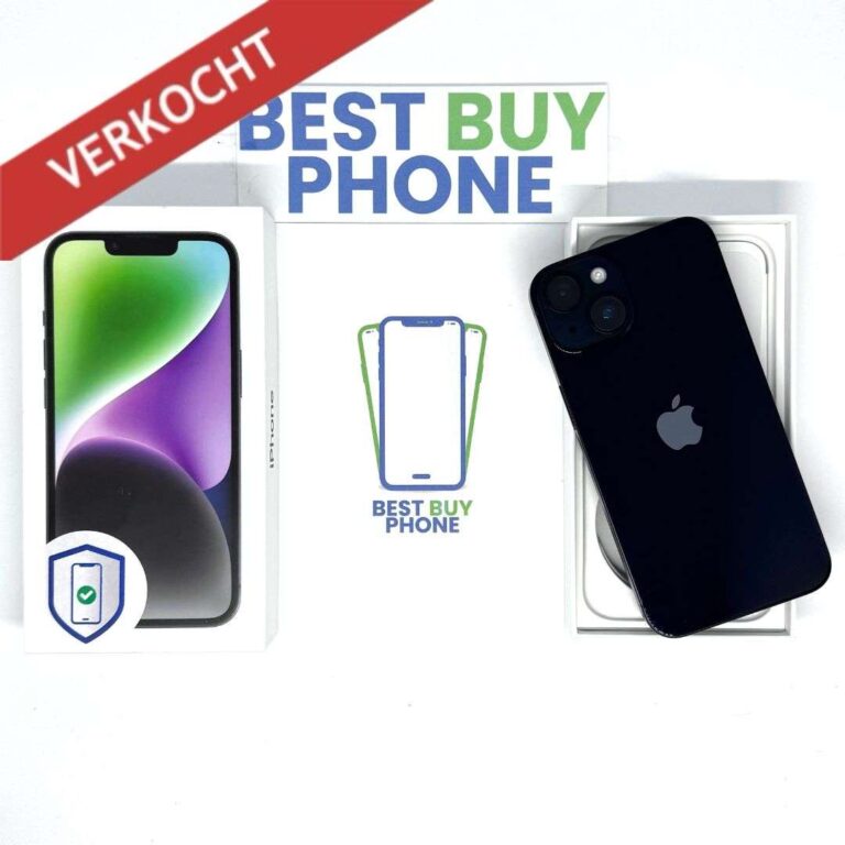 iPhone 14 128GB zwart /krasvrij /100% batt /garantie