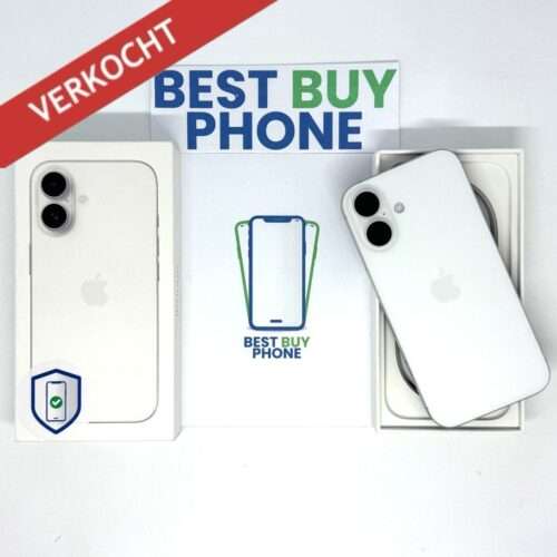 iPhone 16 256GB wit /kras vrij /100% batt /garantie