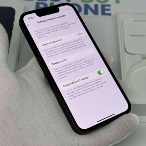 IMG_2333 iPhone 13 mini 256GB zwart /kras vrij glas /100% batt /garantie