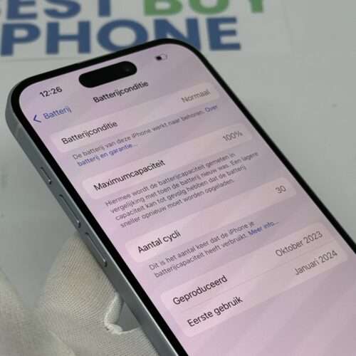 iPhone 15 128GB blauw E-sim /100% batt /krasvrij /garantie