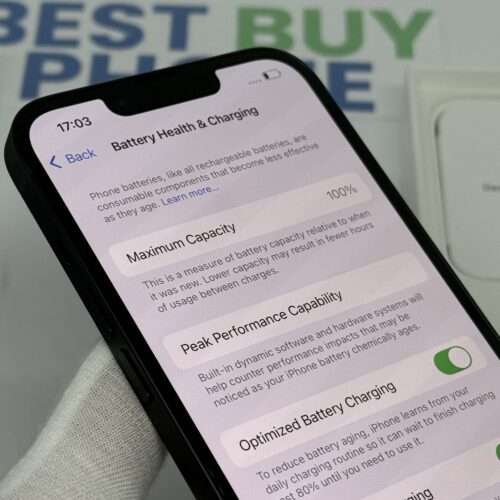 iPhone 13 128GB zwart /krasvrij /100% batt /garantie