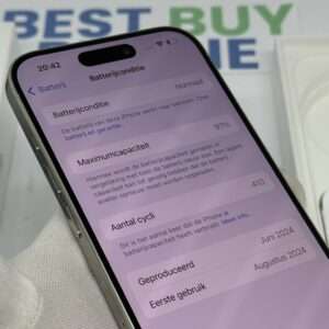 iPhone 15 Pro 128GB wit /krasvrij /91% batt /garantie
