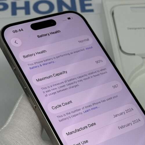iPhone 15 Pro 128GB wit /90% batt /licht gebruikt /garantie
