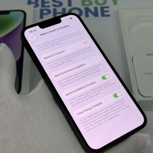 iPhone 14 128GB zwart /zeer net /88% batt /garantie