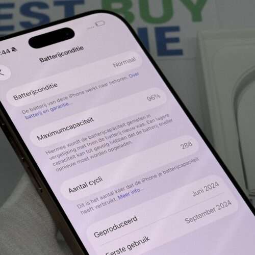 iPhone 16 Pro 128GB goud /krasvrij /96% batt /garantie