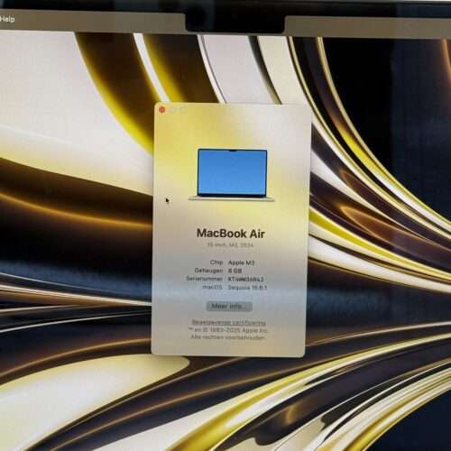 MacBook Air 15 inch M3 256GB sterrenlicht /krasvrij /100% batt /garantie