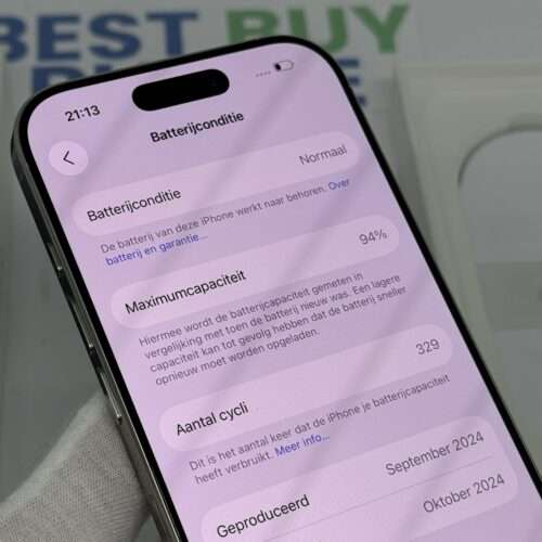 IMG_1443 iPhone 16 Pro 128GB zilver /krasvrij /94% batt /garantie