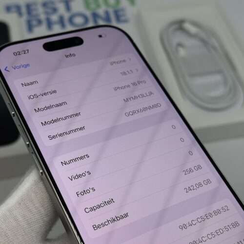 IMG_1482 iPhone 16 Pro 256GB wit /E-sim /ongebruikt + 12 maanden garantie