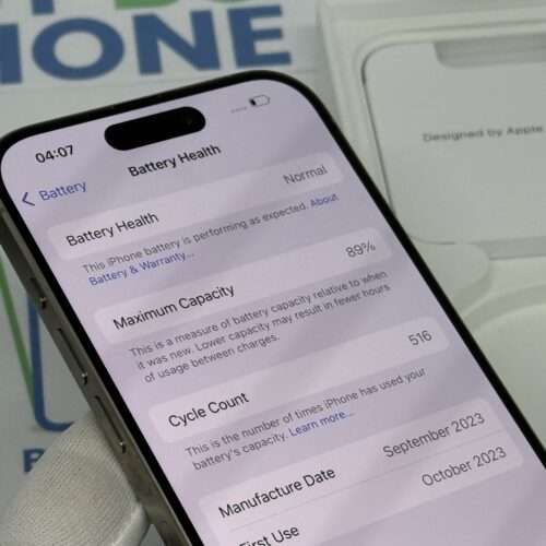 iPhone 15 Pro 128GB naturel /krasvrij /89% batt /garantie