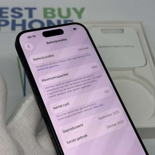 iPhone 15 Pro 128GB blauw /krasvrij glas /89% batt /garantie