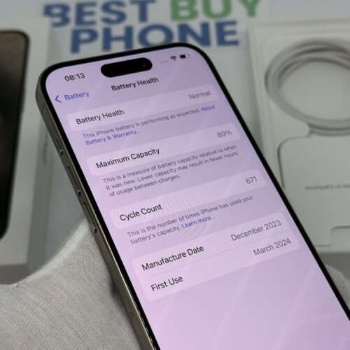 iPhone 15 Pro 256GB naturel /krasvrij /89% batt /garantie