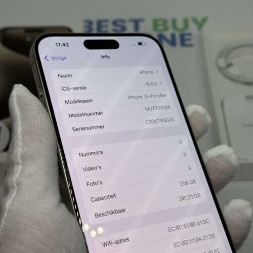 iPhone 15 Pro Max 256GB naturel /kras vrij /94% batt /garantie