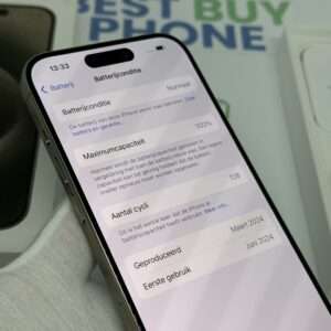 iPhone 15 Pro 512GB naturel /krasvrij /100% batt /garantie