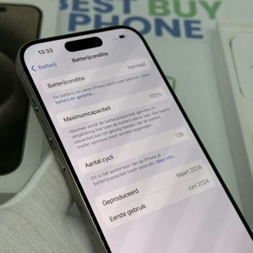 iPhone 15 Pro 512GB naturel /krasvrij /100% batt /garantie