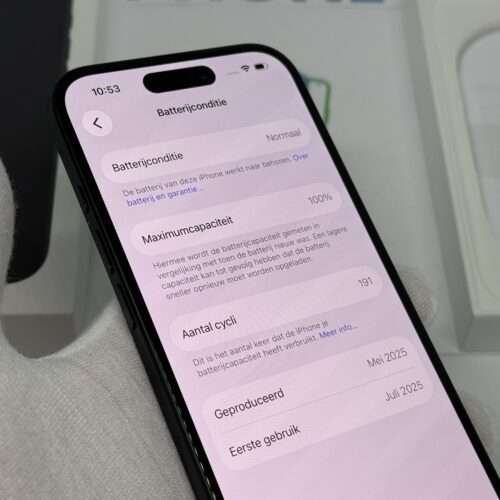 iPhone 16 128GB zwart /kras vrij glas /100% batt /garantie