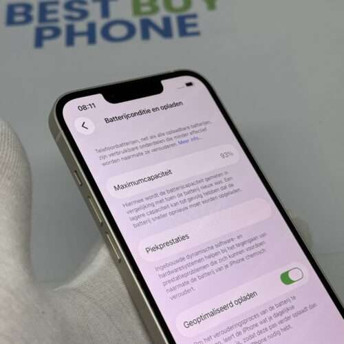 iPhone 13 128GB wit /krasvrij scherm /93% batt /garantie