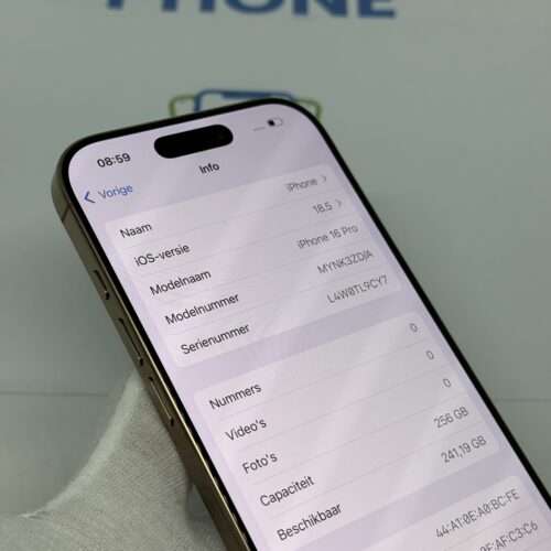 iPhone 16 Pro 256GB goud /99% batt /kras vrij /garantie