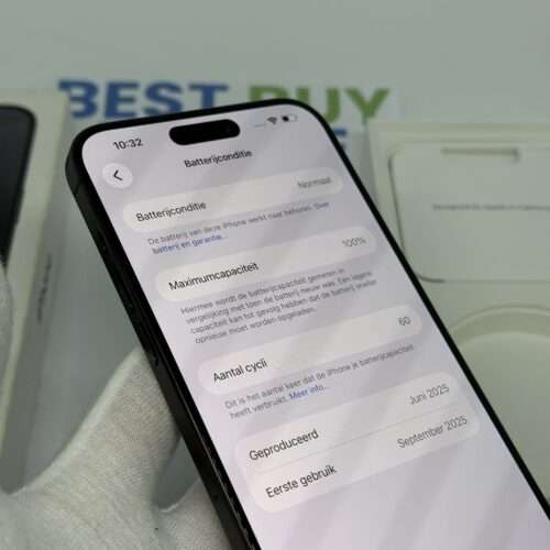 iPhone 15 Pro Max 256GB zwart /kras vrij scherm /100% batt /garantie