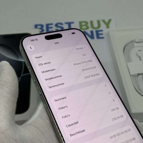 IMG_3014 iPhone 16 Pro Max 256GB wit /krasvrij /100% batt /garantie