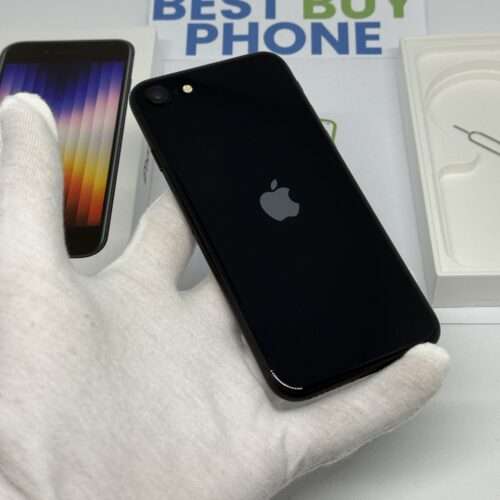 iPhone SE 2022 128GB zwart /krasvrij /100% batt /garantie