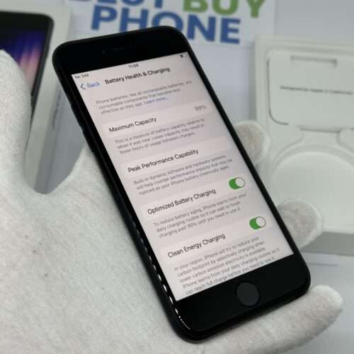 iPhone SE 2022 128GB zwart /krasvrij /99% batt /garantie