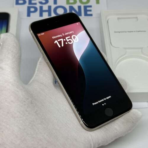 iPhone SE 2022 128GB wit /krasvrij /93% batt /garantie