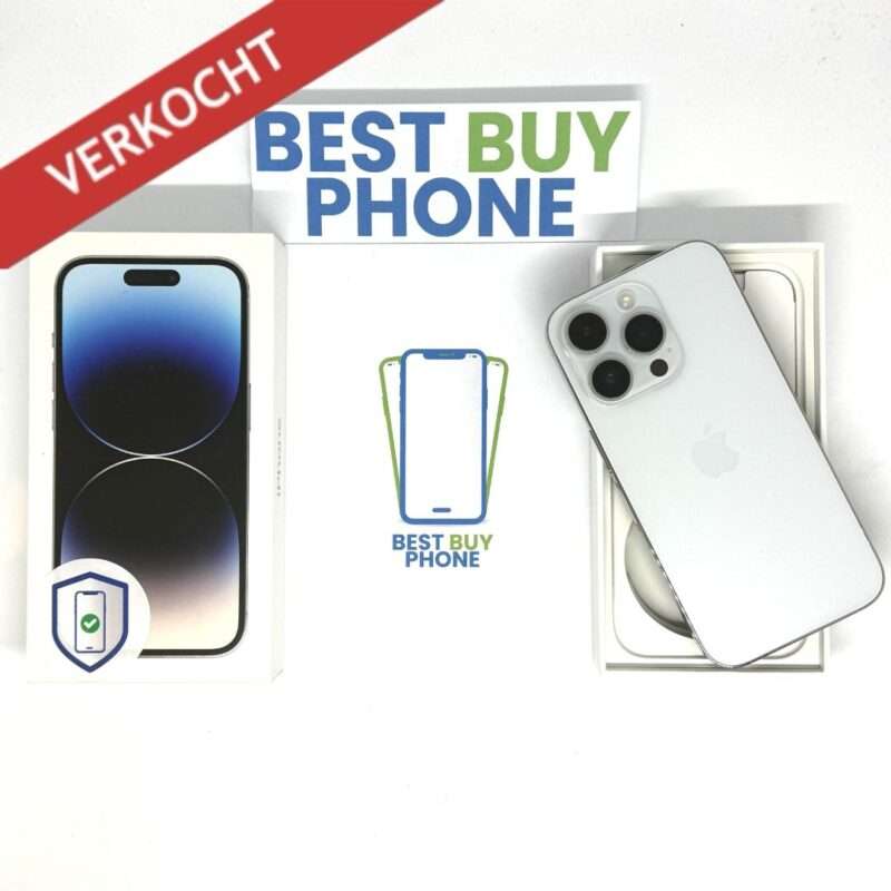 iPhone 14 Pro 128GB zilver /100% batt /krasvrij glas /garantie