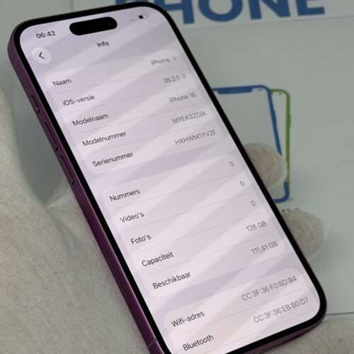 IMG_0033 iPhone 16 128GB roze /krasvrij /91% batt /garantie