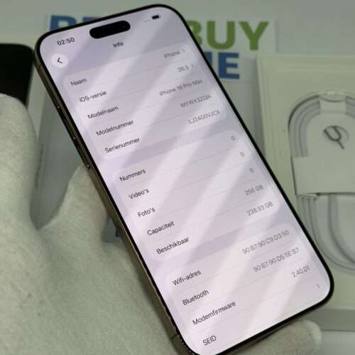 IMG_0233 2 iPhone 16 Pro Max 256GB goud /krasvrij /100% batt /garantie