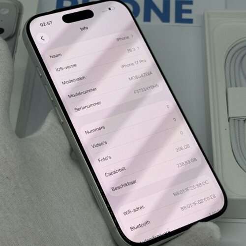 iPhone 17 Pro 256GB zilver /100% batt /krasvrij /garantie