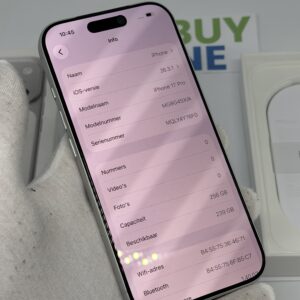 iPhone 17 Pro 256GB zilver /krasvrij /100% batt /garantie