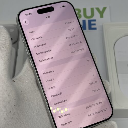 iPhone 17 Pro 256GB zilver /krasvrij /100% batt /garantie