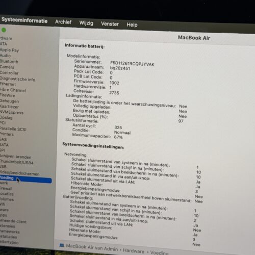 MacBook Air M1 256GB grijs /zeer net/88% batt /garantie