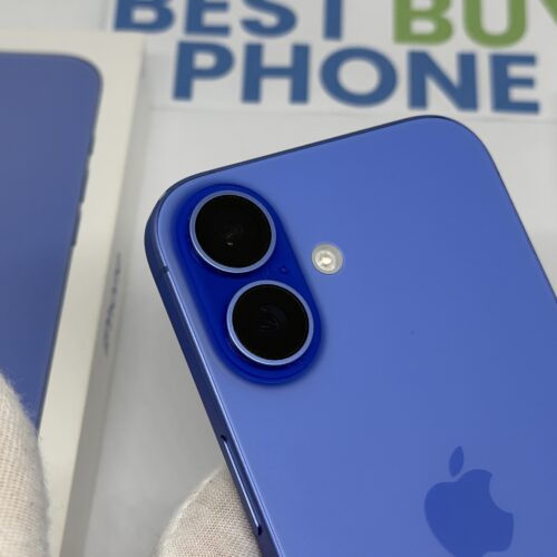 iPhone 16 128GB blauw /krasvrij glas /100% batt /garantie