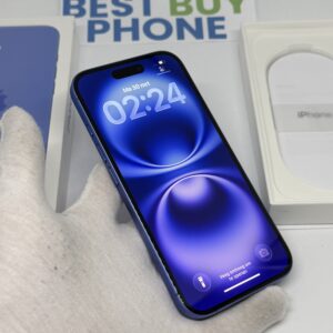 iPhone 16 128GB blauw /krasvrij glas /100% batt /garantie