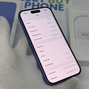 iPhone 16 128GB blauw /krasvrij glas /100% batt /garantie