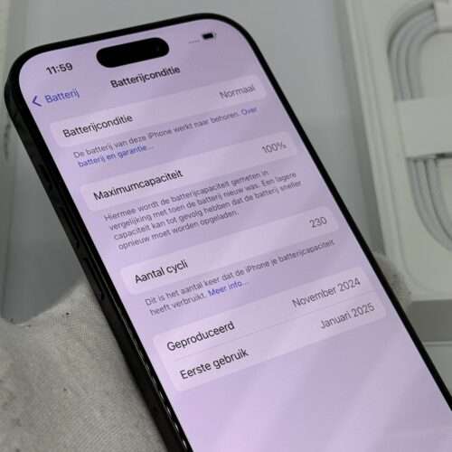 IMG_5494 iPhone 16 Pro 128GB zwart /100% batt /krasvrij scherm /garantie