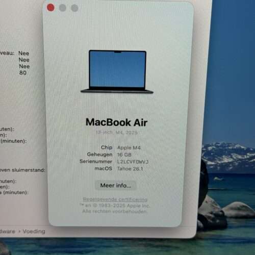 IMG_5499 MacBook Air M4 256GB blauw /16GB ram /krasvrij /100% batt /garantie