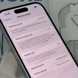 iPhone 16 128GB wit /100% batt /krasvrij /garantie