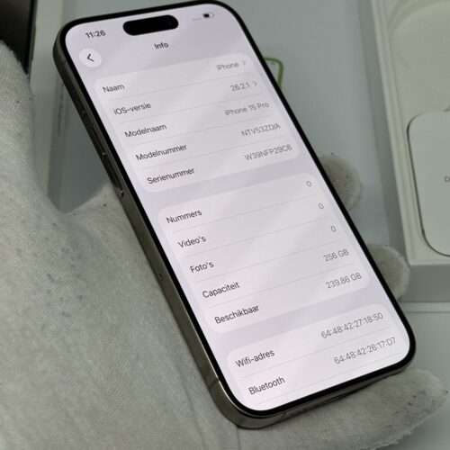iPhone 15 Pro 256GB naturel /krasvrij /99% batt /garantie