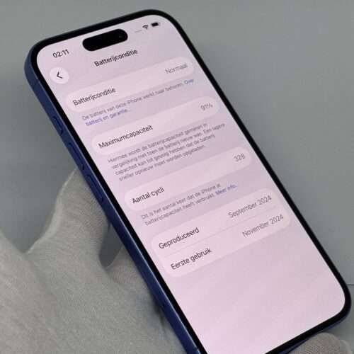 iPhone 16 256GB blauw /zeer net /92% batt /garantie