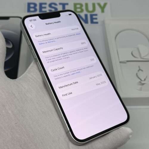 iPhone 16E 128GB wit /krasvrij /99% batt /garantie