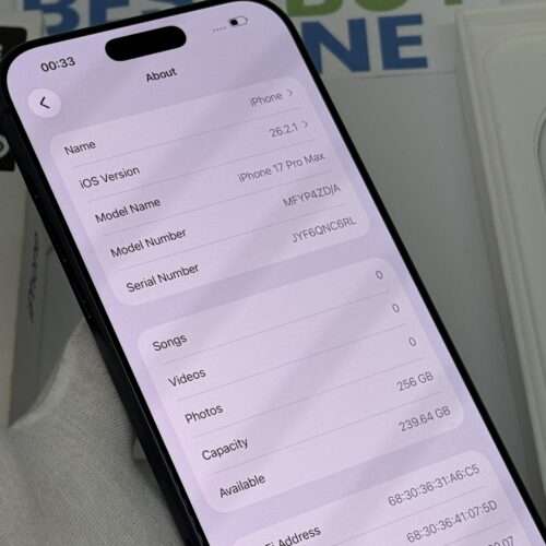 iPhone 17 Pro Max 256GB blauw /krasvrij /100% batt /garantie