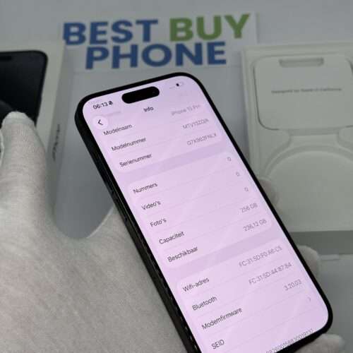 iPhone 15 pro 256GB zwart /krasvrij glas /93% batt /garantie