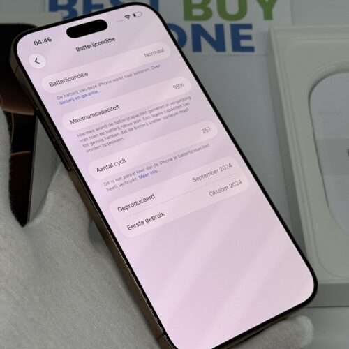iPhone 16 Pro Max 512GB goud /krasvrij glas /98% batt /garantie