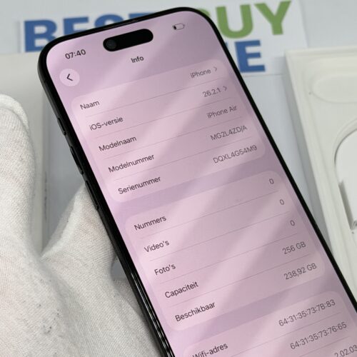 iPhone Air 256GB zwart /100% batt /krasvrij scherm /garantie